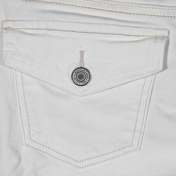 VTG American Eagle White Stretch Skinny Jeans Size 8 Button Fly Crop Ankle - Picture 11 of 16